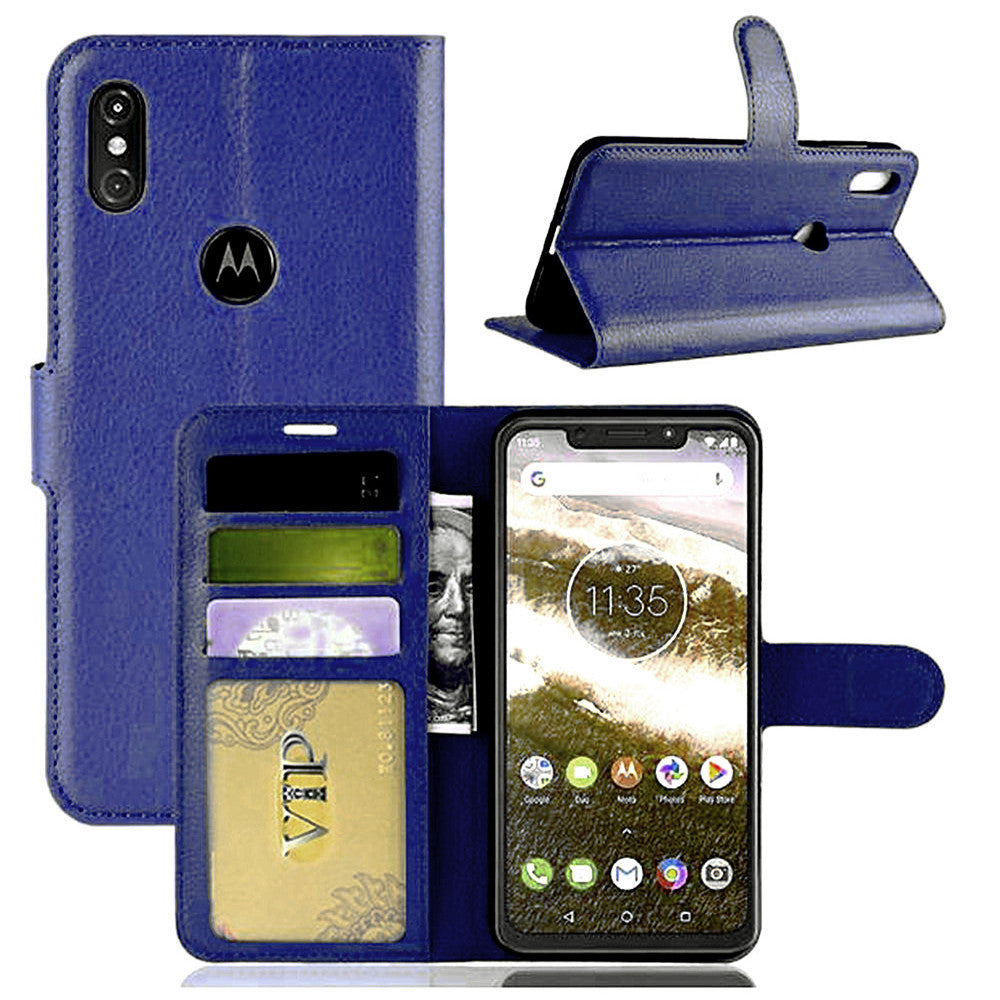 Leather Folio Wallet Case for Motorola Moto One Vision Leather Folio Wallet Case for Motorola Moto One Vision